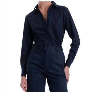 NEW KARINA GRIMALDI veronica suede blouse in midnight
